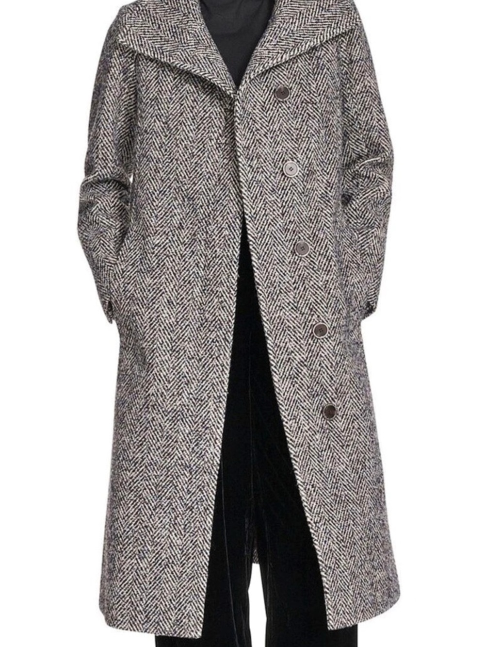 New Kenneth Cole New York Women's Classic Novelty Wool Walker Herringbone Coat